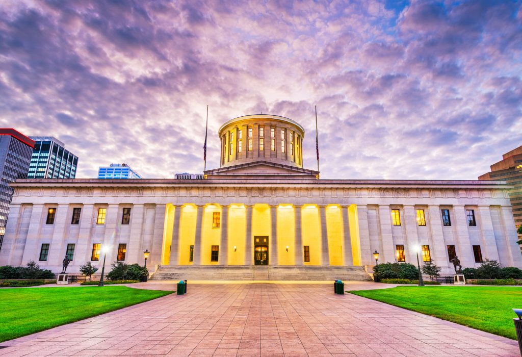 Ohio State House at Dawn Columbus, Ohio, USA downtown at the Ohio Statehouse in the morning.